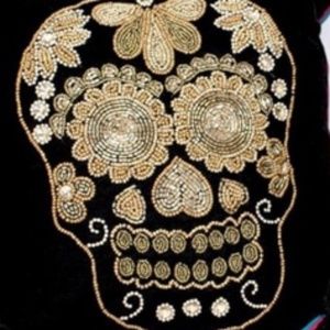 1 Left - Beautiful Unique Beaded Skull Decorative Pillow